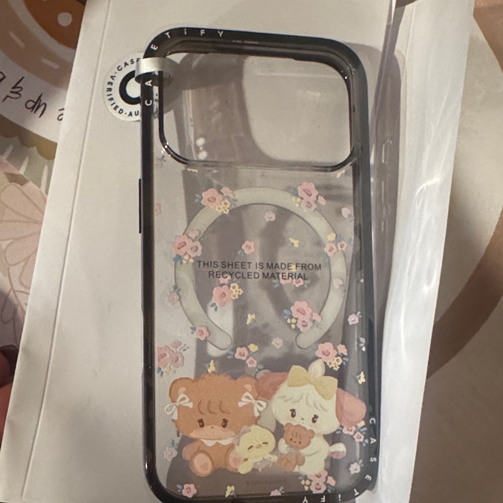 Cute Floral Phone Case with Bear and Sheep Design